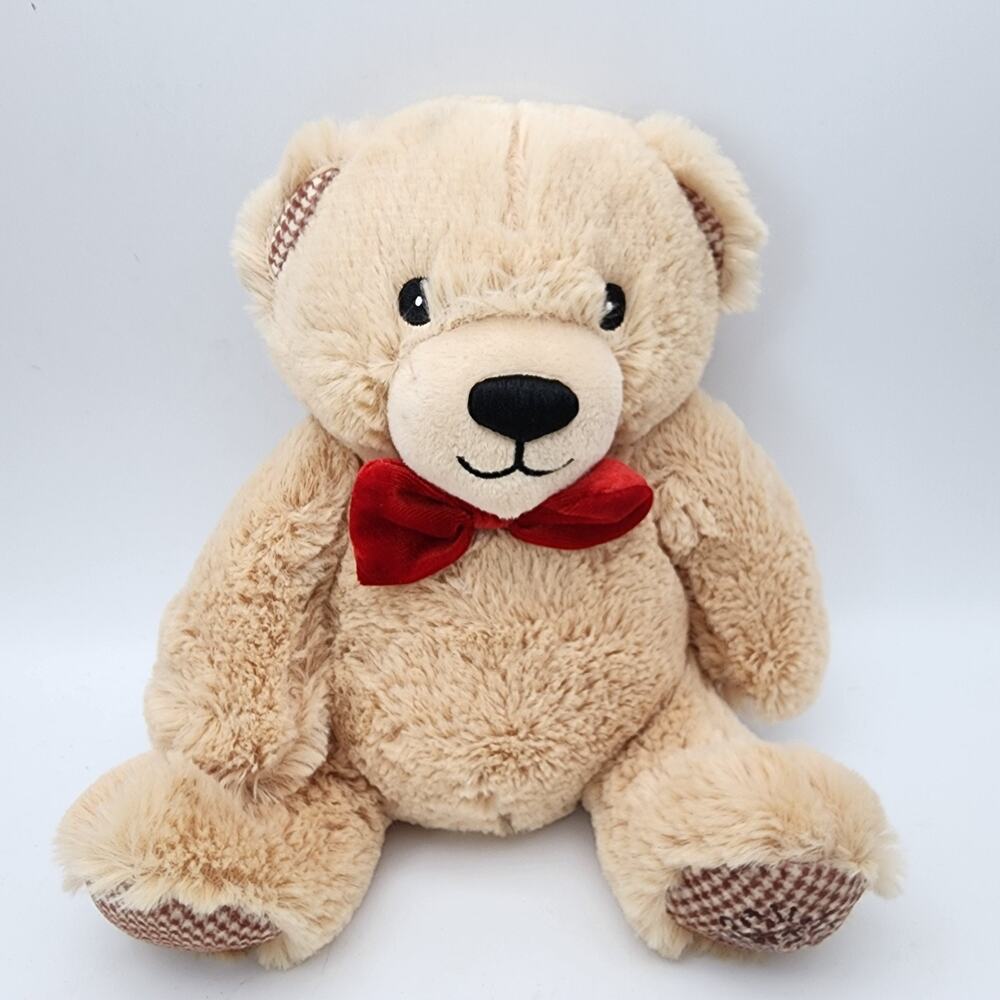 Edible Arrangements Edi Bear Plush 10" Tan Fur Red Bow Houndstooth Paws 2016
